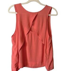 Free People Crinkle Look Through Salmon Keyhole Sleeveless Blouse Tank‎ Small